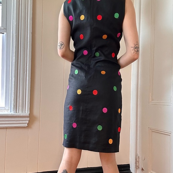 Vintage Paul Alexander Linen Polka Dot Dress - Picture 3 of 16